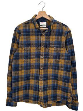 Fjallraven Brown / Blue Singi Plaid Heavy Long Sleeve Flannel Shirt men's size M